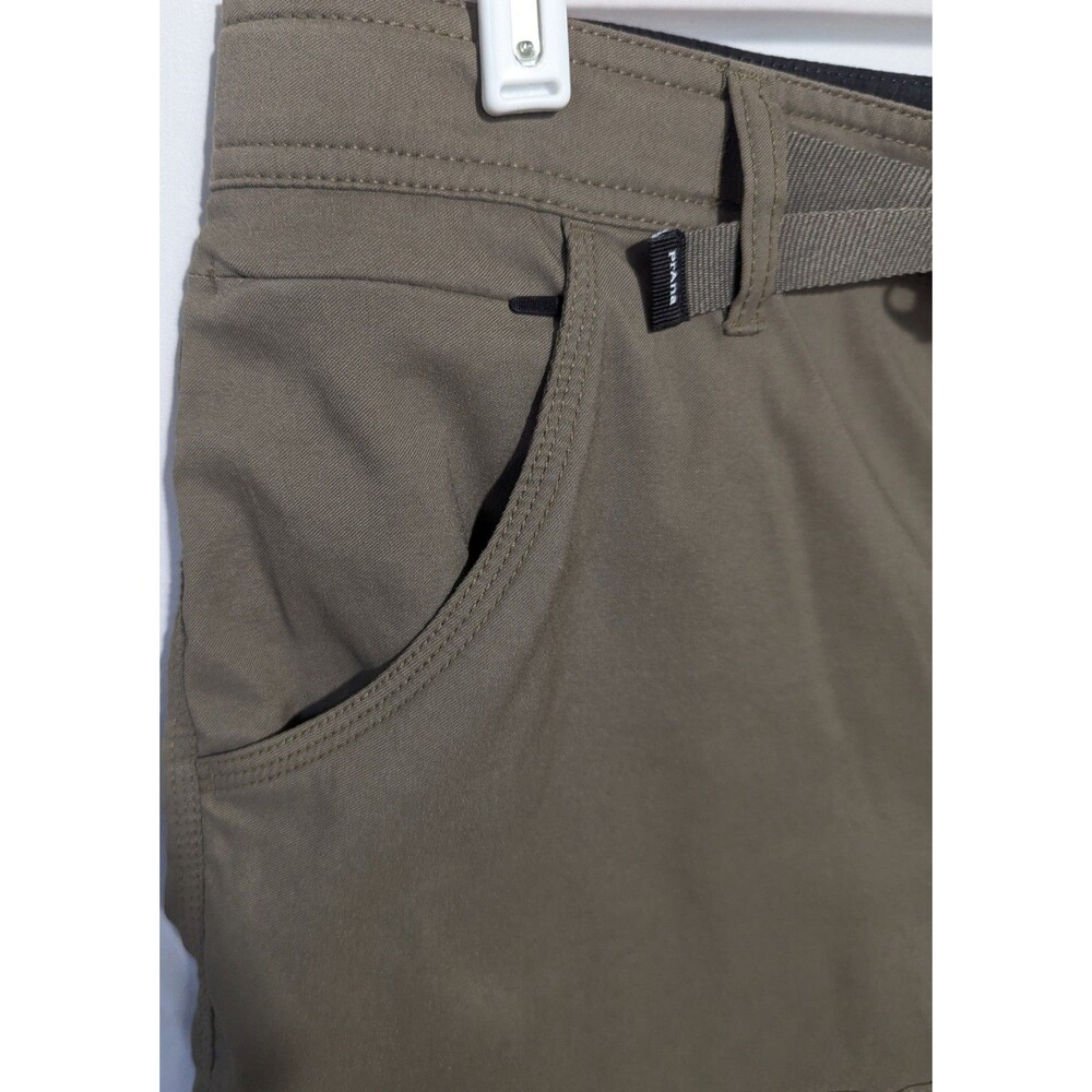 Prana Zion Mens Olive Hiking Cargo Shorts Size 38 Nylon Stretch Belted 8 Inseam - Picture 4 of 8